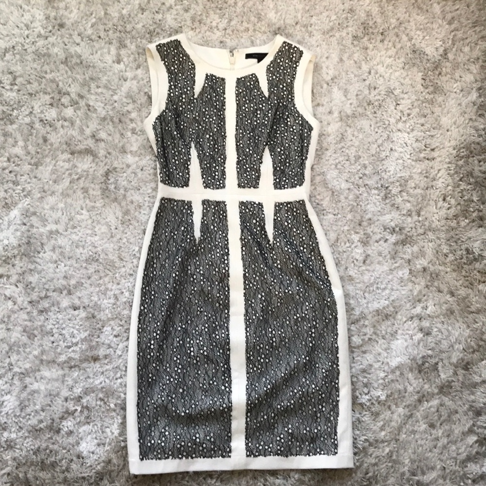 BCBG Maxazria Sleeveless Lace Panel Cocktail Dress